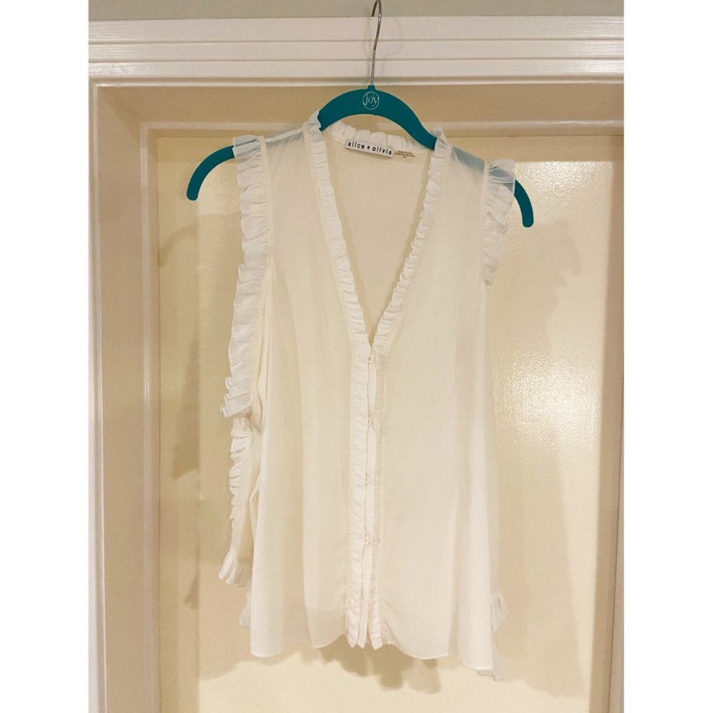 Alice + Olivia Sheer White Blouse